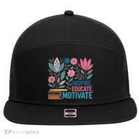 Inspire Educate Motivate Education Back To School  7 Panel Mesh Trucker Snapback Hat thumb 0
