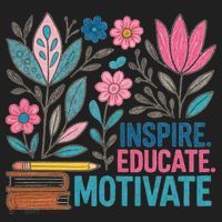 Inspire Educate Motivate Education Back To School  7 Panel Mesh Trucker Snapback Hat thumb 2