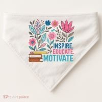 Inspire Educate Motivate Education Back To School  USA-Made Doggie Bandana thumb 0
