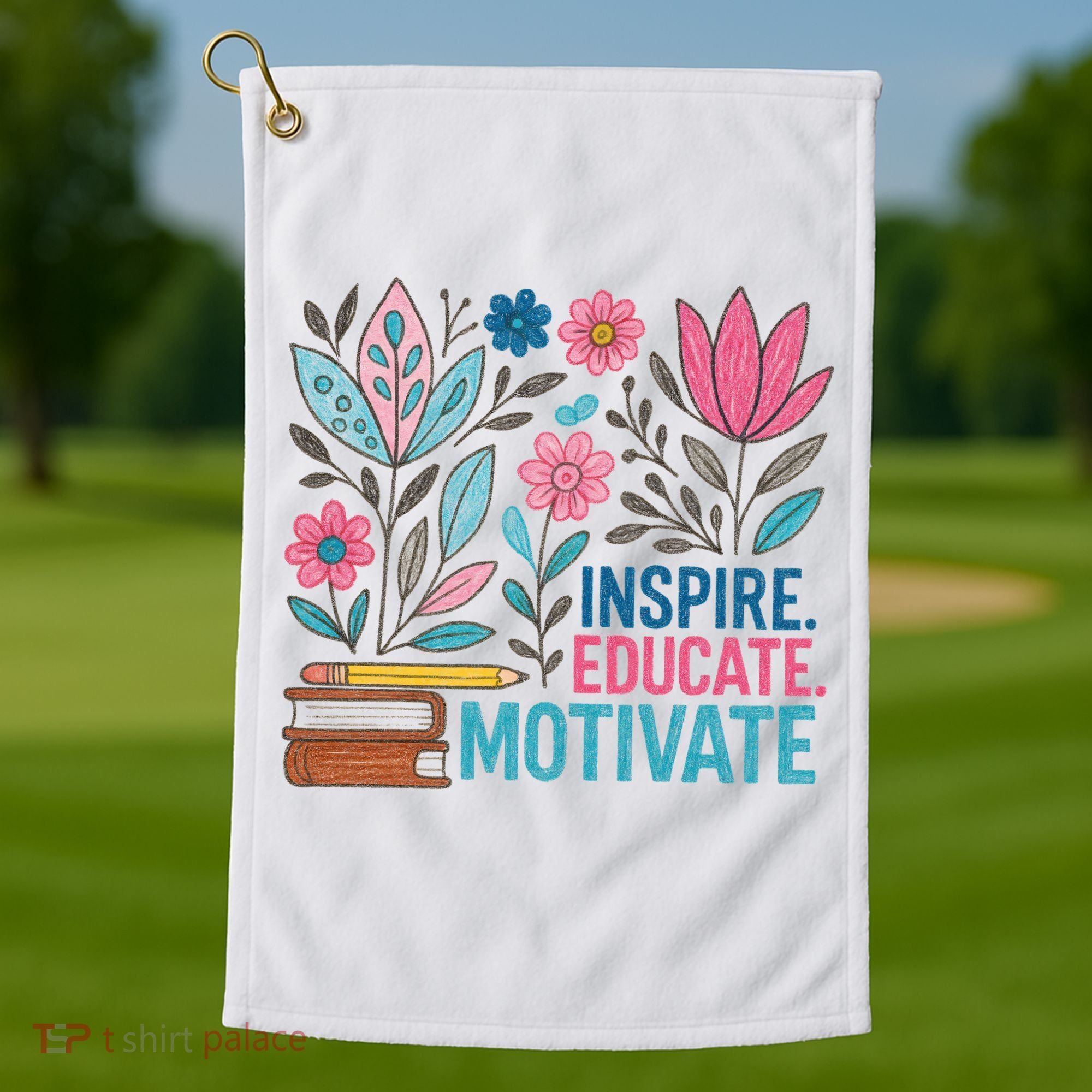 Inspire Educate Motivate Education Back To School  Golf Towel