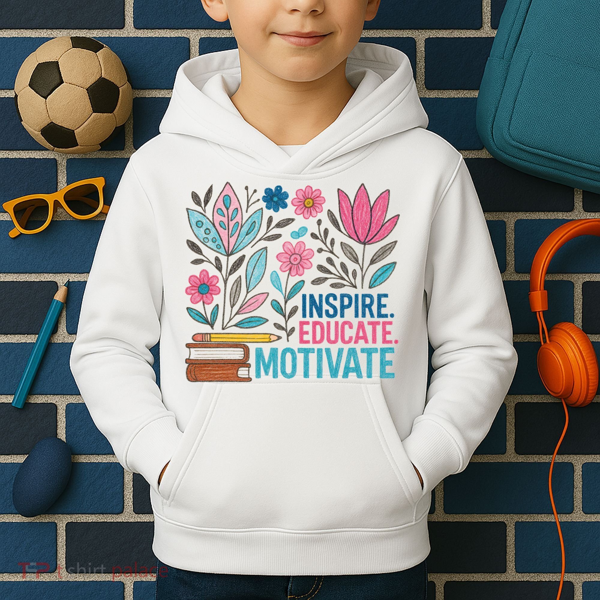 Inspire Educate Motivate Education Back To School  Kids Hoodie