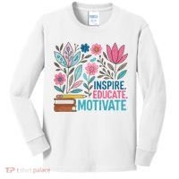 Inspire Educate Motivate Education Back To School  Kids Long Sleeve Shirt thumb 0