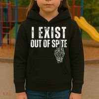 I Exist Out Of Spite Funny Dark Humor Kids Hoodie thumb 3