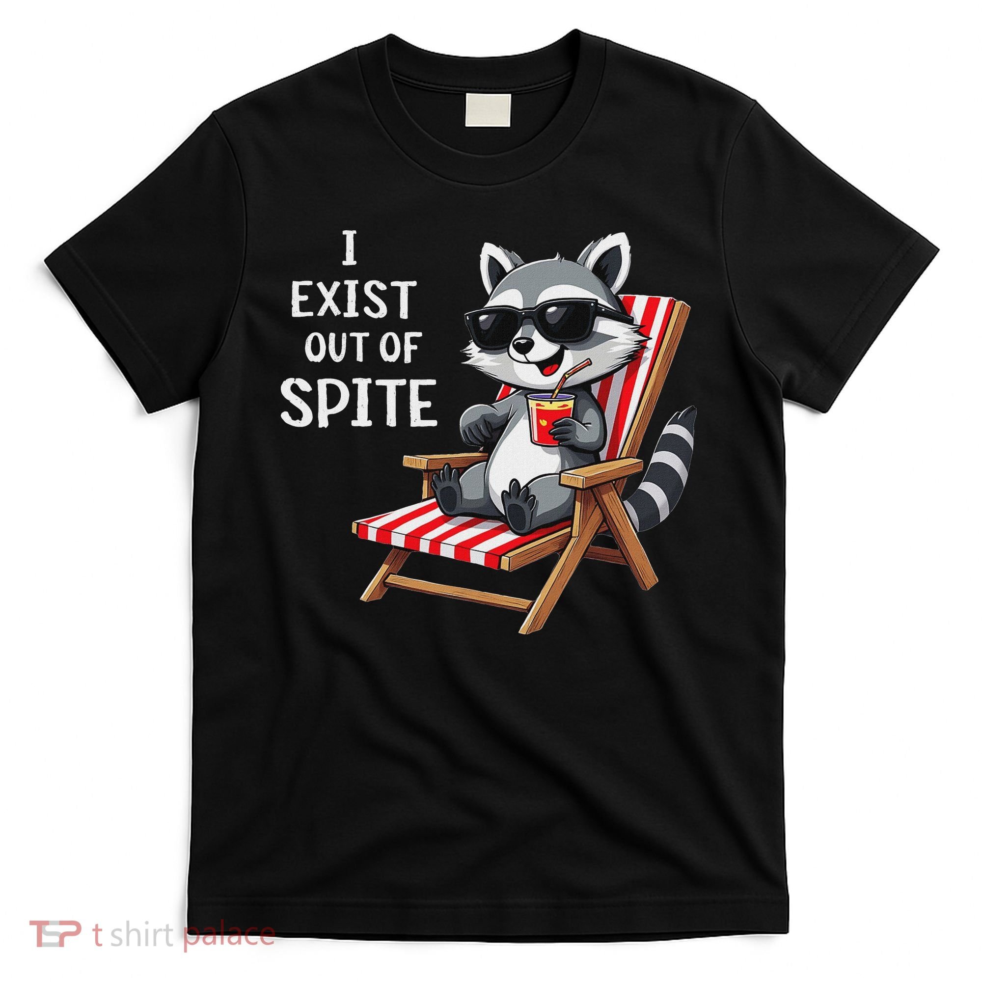 I Exist Out Of Spite Funny Raccoon Sunglasses T-Shirt