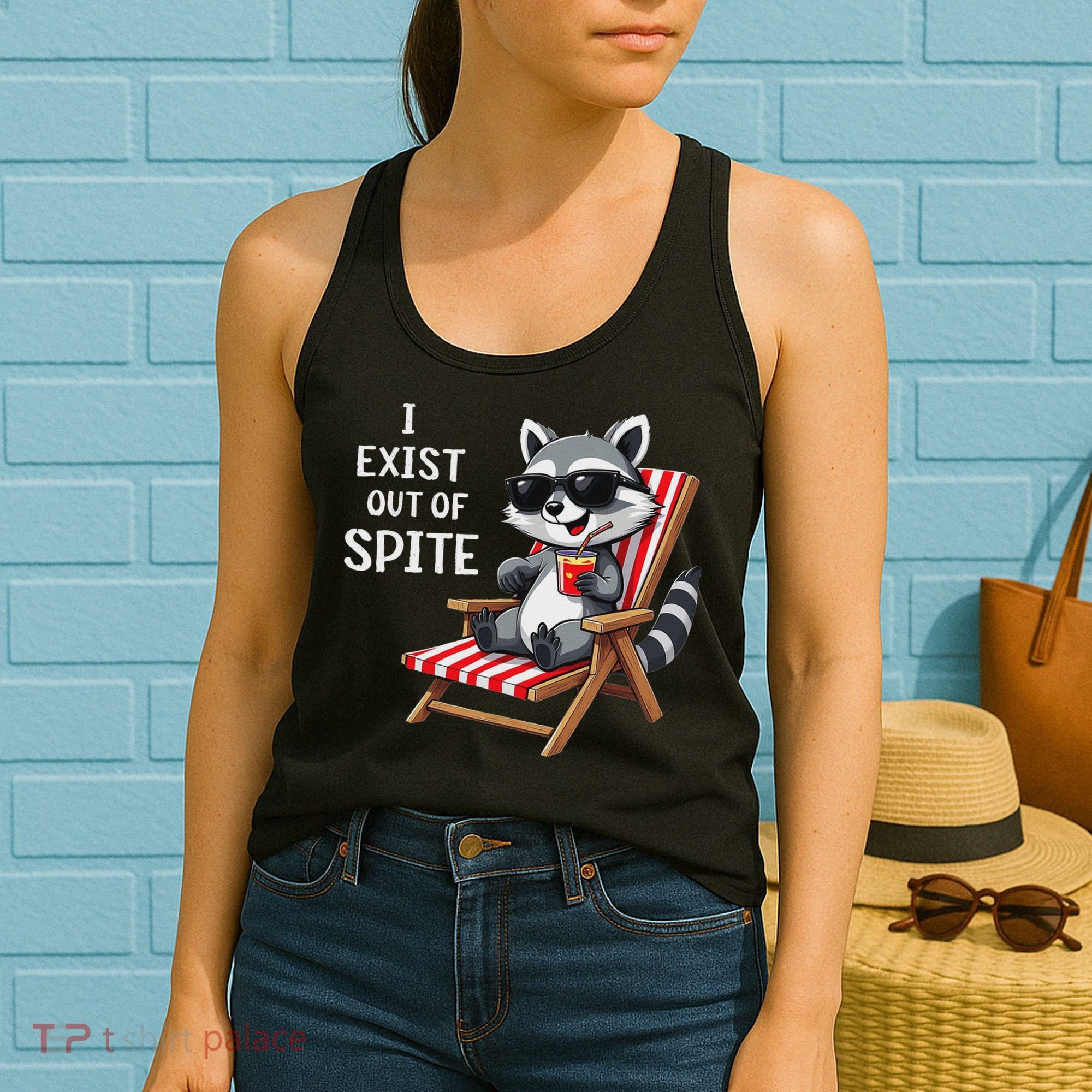 I Exist Out Of Spite Funny Raccoon Sunglasses Women's Tank Top