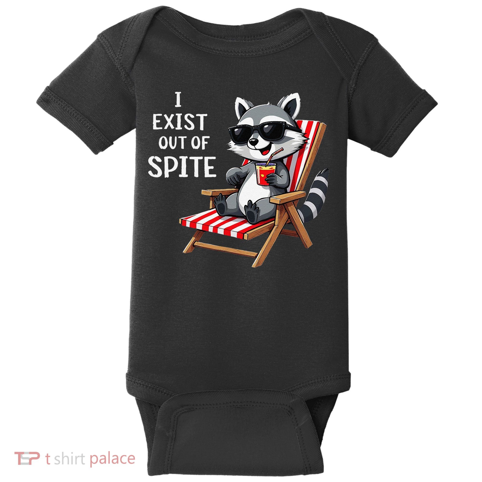 I Exist Out Of Spite Funny Raccoon Sunglasses Gift Baby Bodysuit