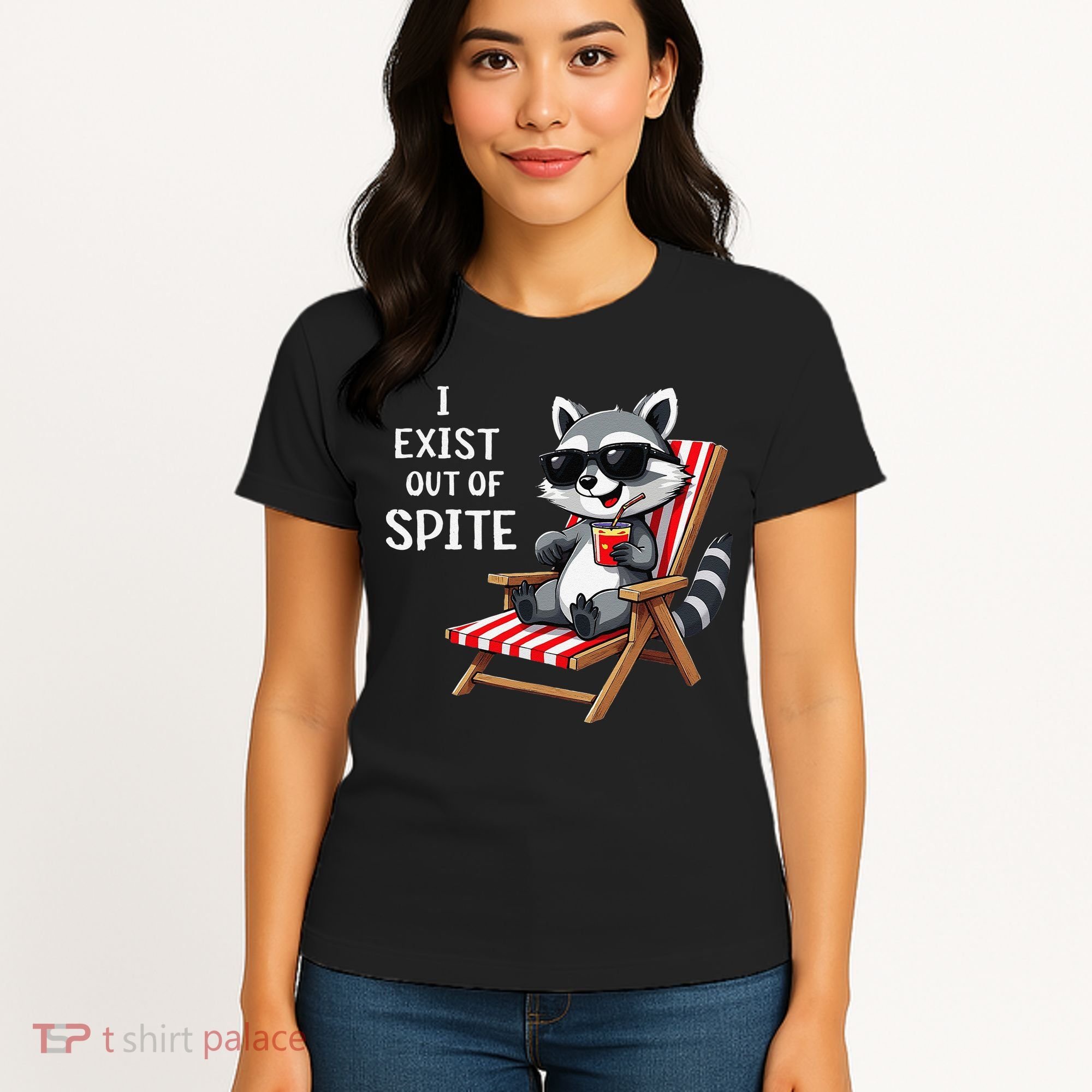 I Exist Out Of Spite Funny Raccoon Sunglasses Gift Women's T-Shirt