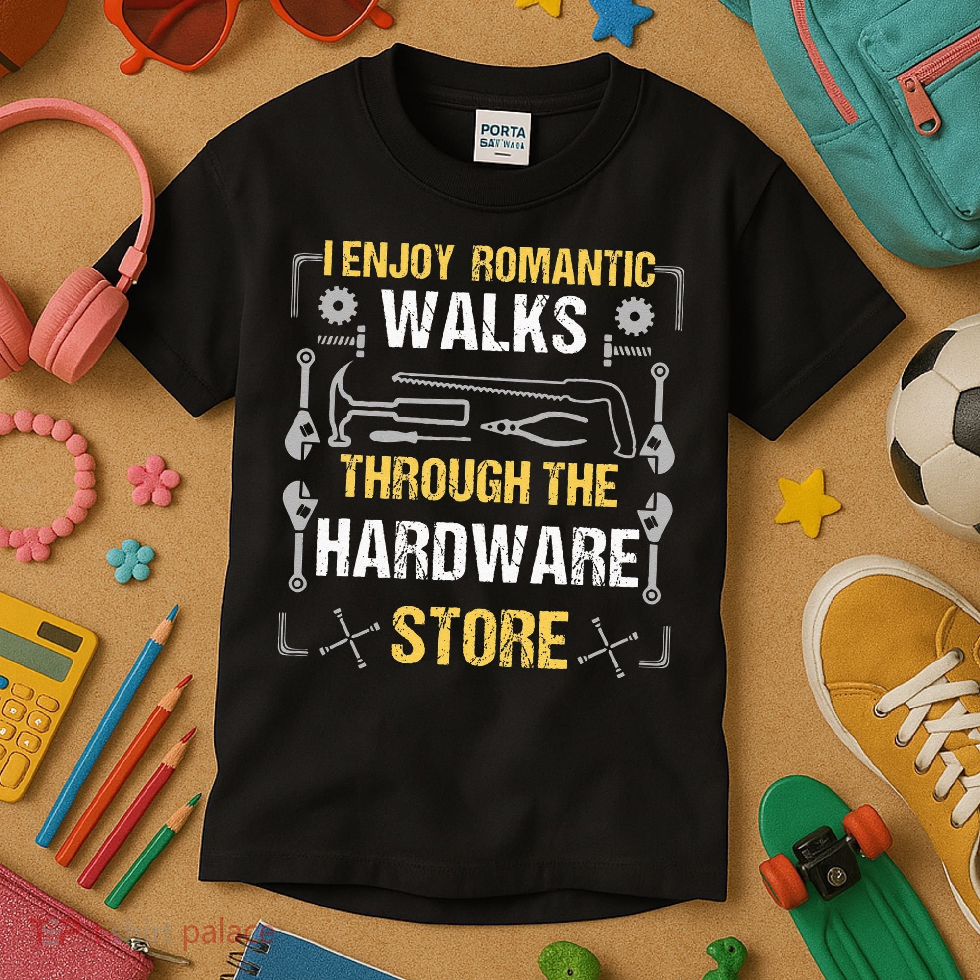 I Enjoy Romantic Walks Through The Hardware Store Kids T-Shirt