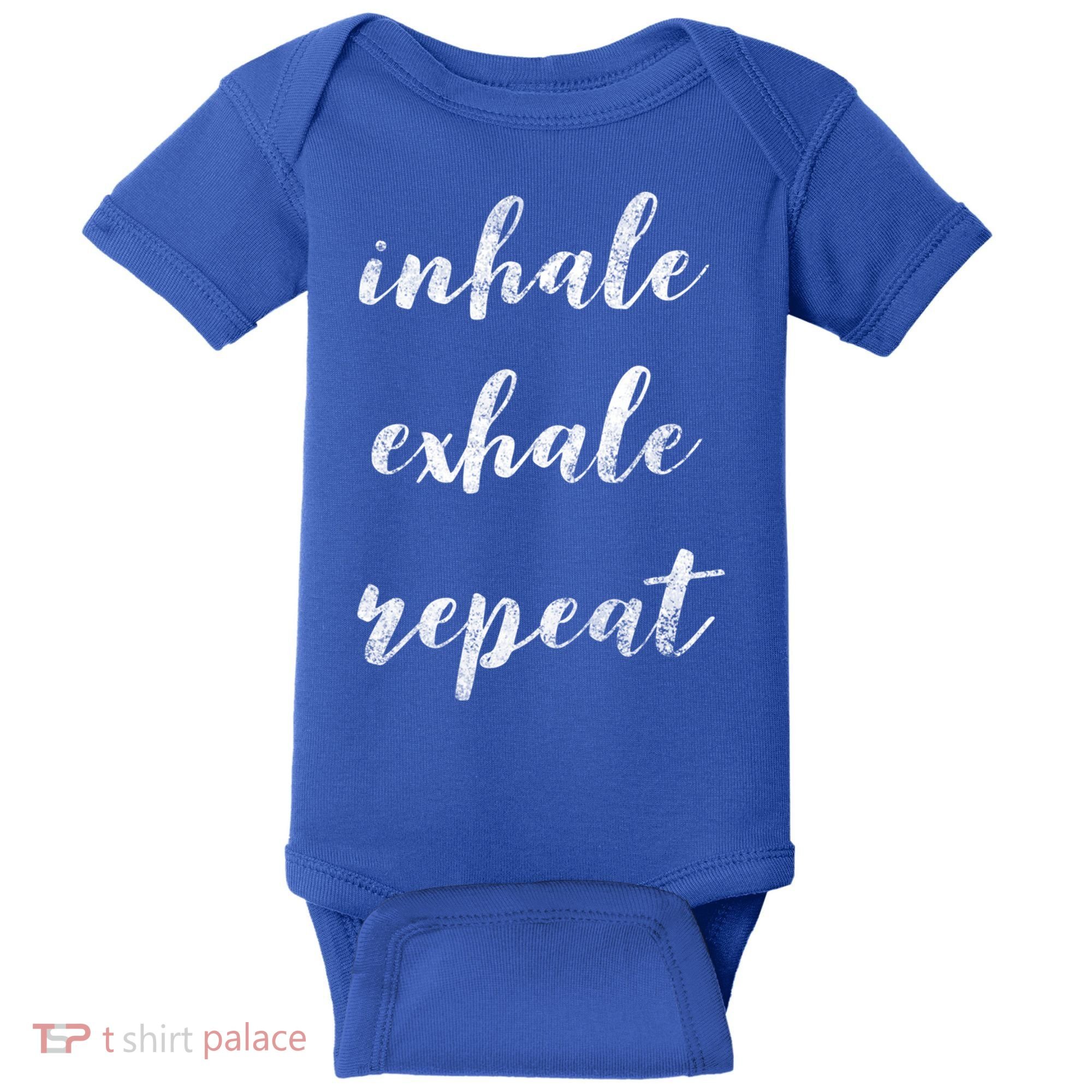 Inhale Exhale Repeat Breath Exercise Calming Yoga Quote Cool Gift Baby Bodysuit
