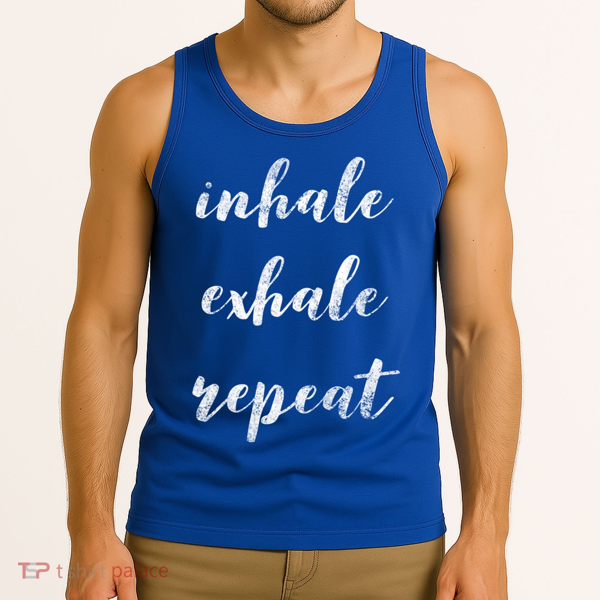 Inhale Exhale Repeat Breath Exercise Calming Yoga Quote Cool Gift Tank Top