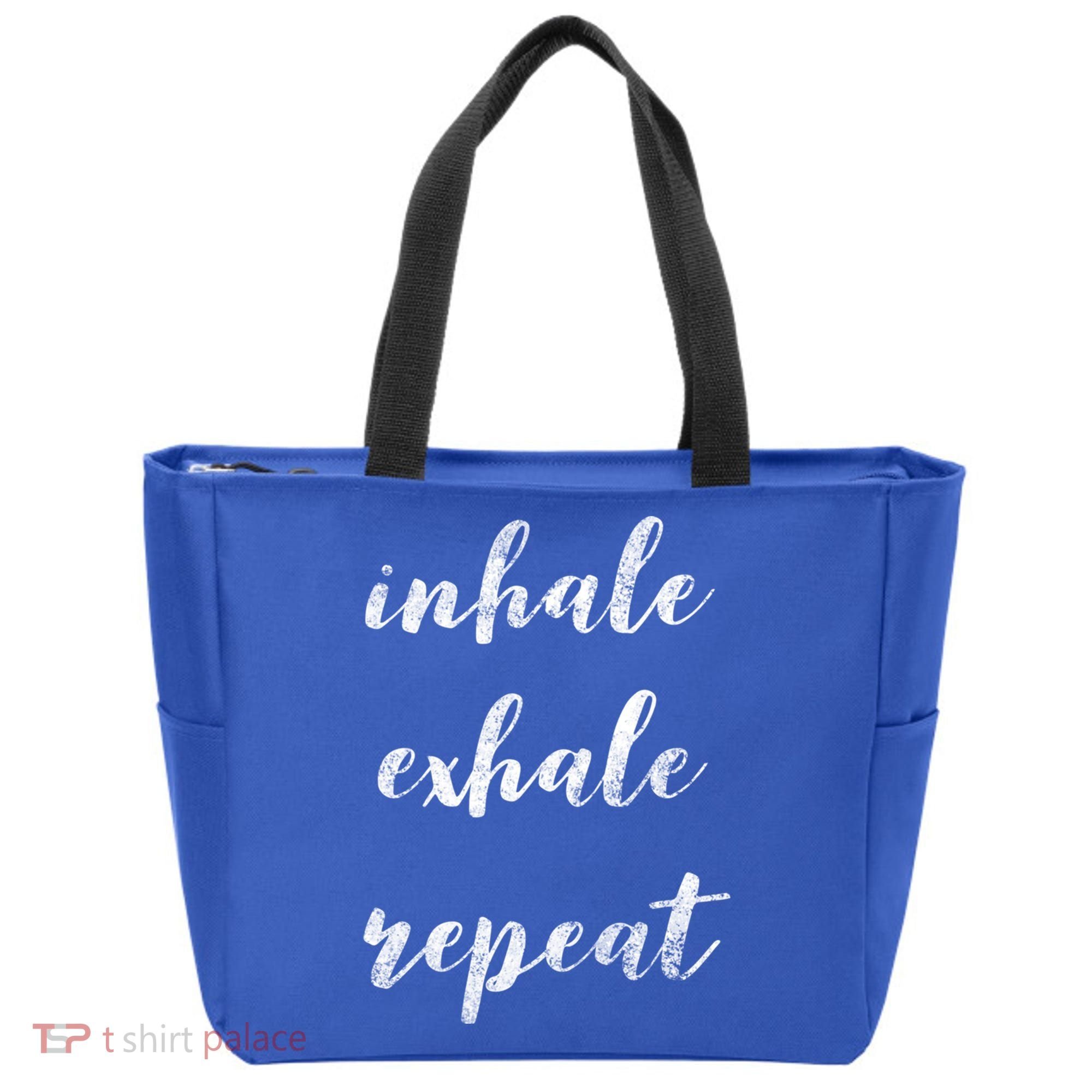 Inhale Exhale Repeat Breath Exercise Calming Yoga Quote Cool Gift Tote Bag