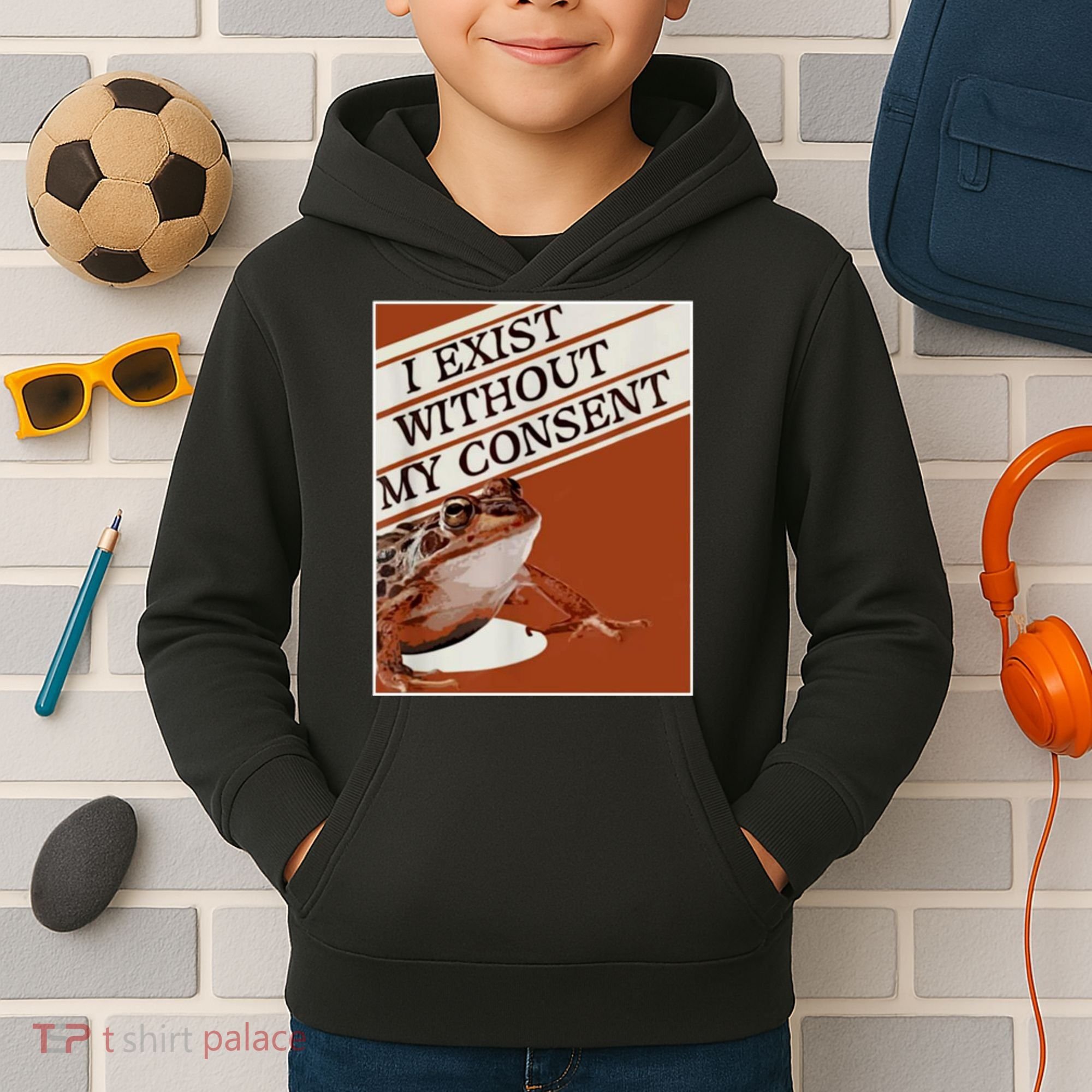 I Exist Without My Consent Frog Kids Hoodie