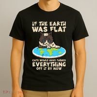 If Earth Was Flat Cat Pushed Everything T-Shirt thumb 3