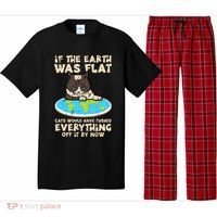 If Earth Was Flat Cat Pushed Everything Pajama Set thumb 0