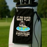 If Earth Was Flat Cat Pushed Everything Golf Towel thumb 2