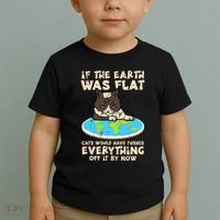 If Earth Was Flat Cat Pushed Everything Toddler T-Shirt thumb 2