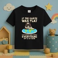 If Earth Was Flat Cat Pushed Everything Toddler T-Shirt thumb 3