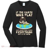 If Earth Was Flat Cat Pushed Everything Women's Long Sleeve Shirt thumb 0