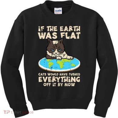 If Earth Was Flat Cat Pushed Everything Kids Sweatshirt