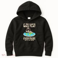If Earth Was Flat Cat Pushed Everything Kids Hoodie thumb 0