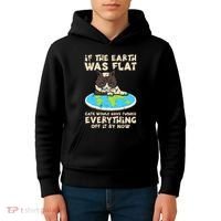 If Earth Was Flat Cat Pushed Everything Kids Hoodie thumb 4