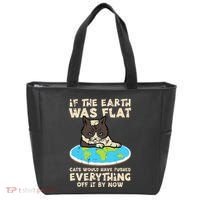 If Earth Was Flat Cat Pushed Everything Tote Bag thumb 0
