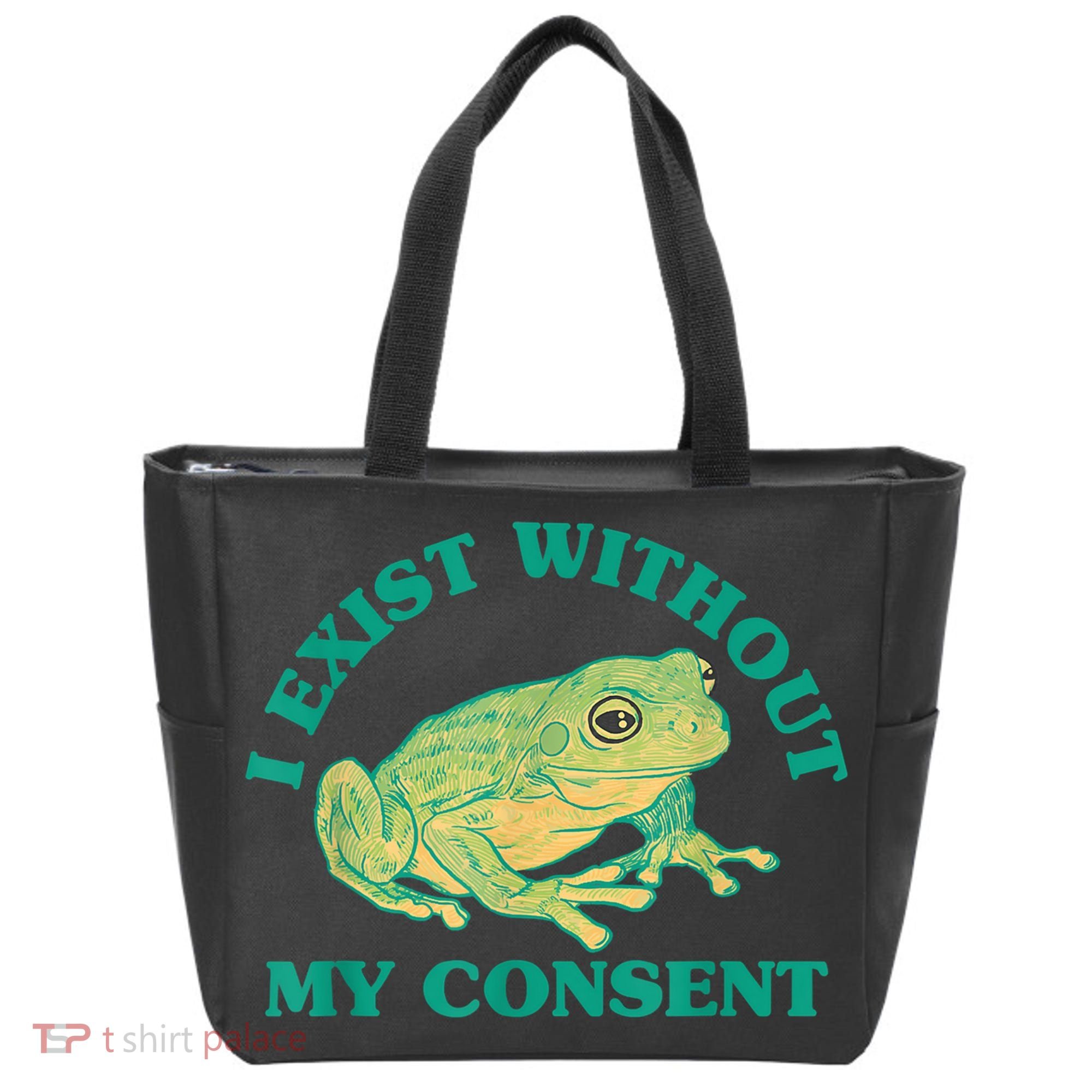 I Exist Without My Consent Frog Funny Meme Tote Bag