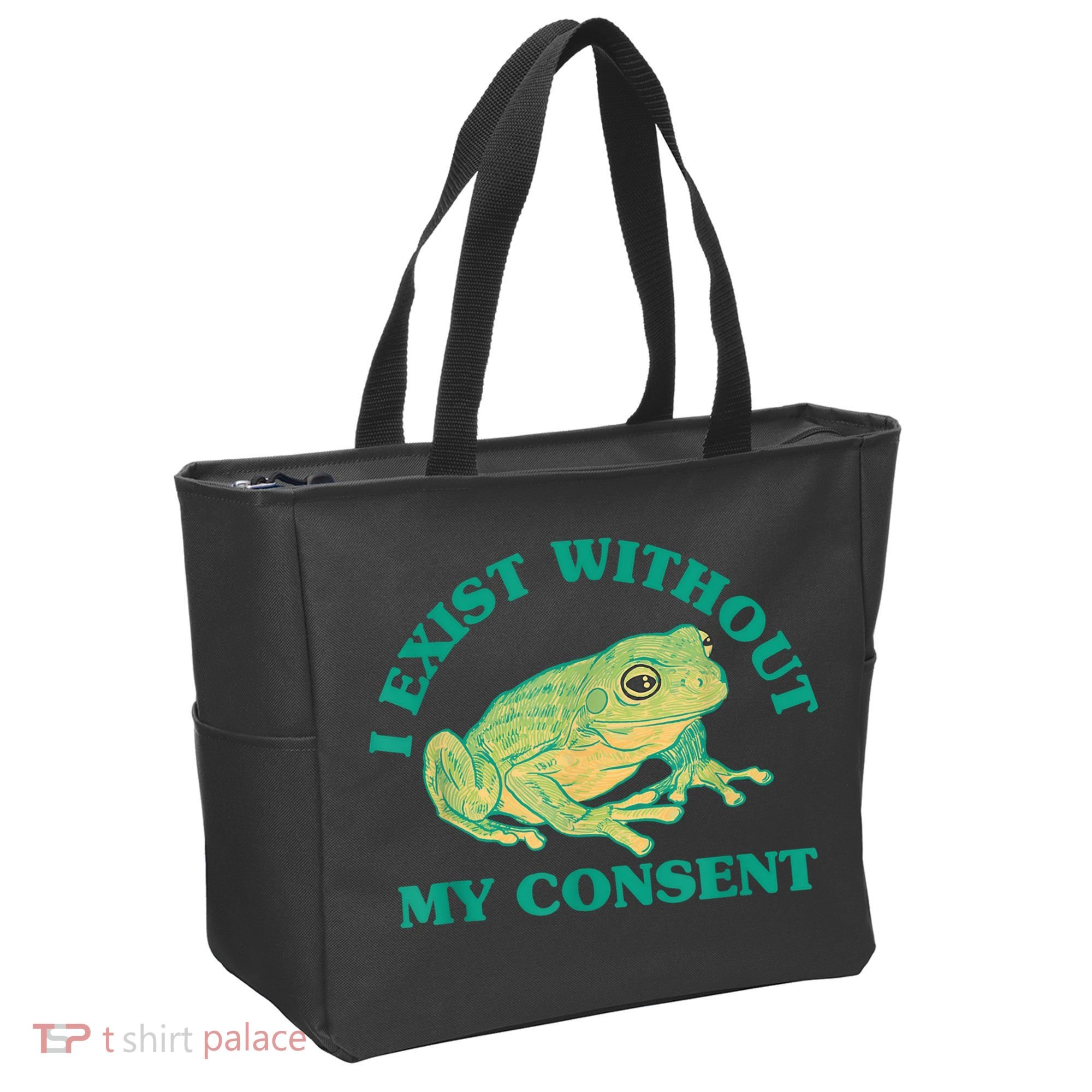 I Exist Without My Consent Frog Funny Meme Tote Bag