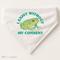 I Exist Without My Consent Frog Funny Meme USA-Made Doggie Bandana thumb 0