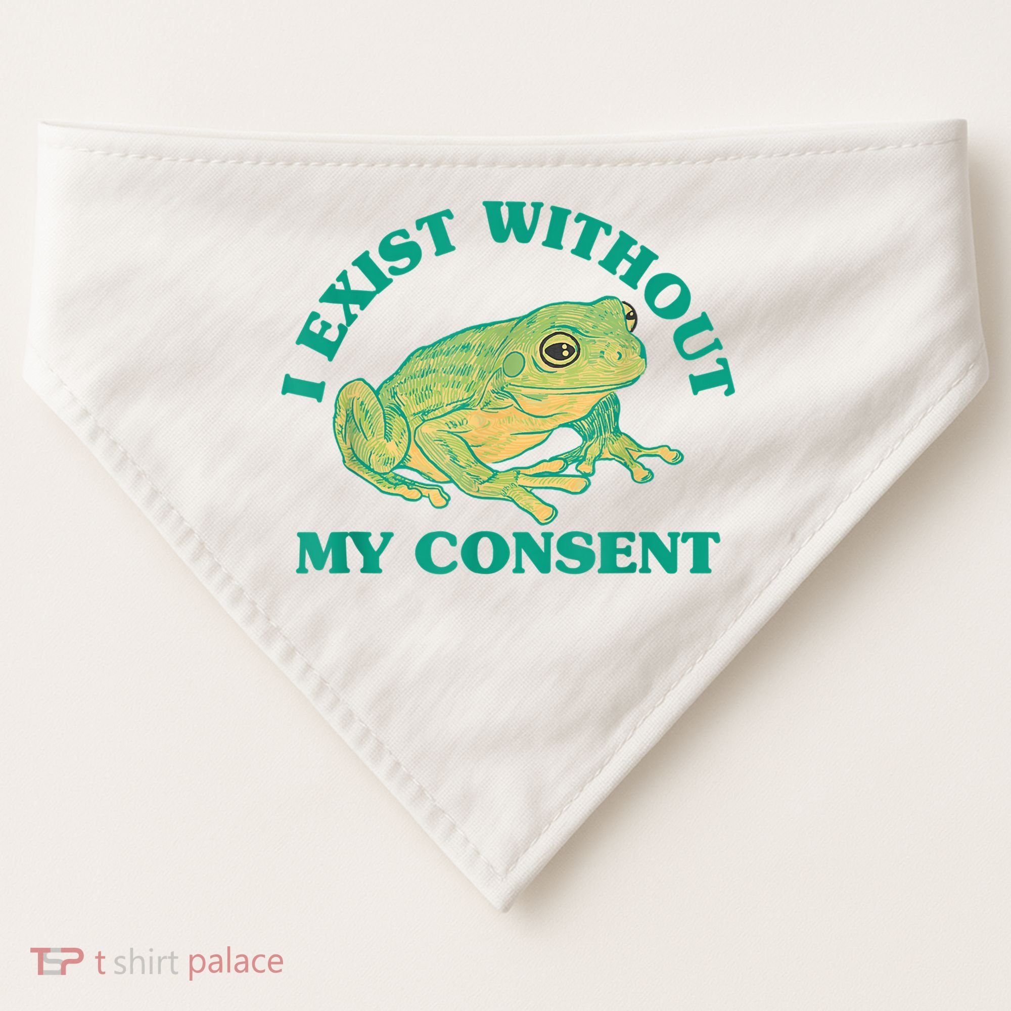 I Exist Without My Consent Frog Funny Meme USA-Made Doggie Bandana