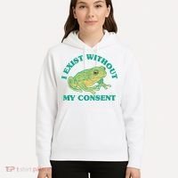 I Exist Without My Consent Frog Funny Meme Hoodie thumb 5