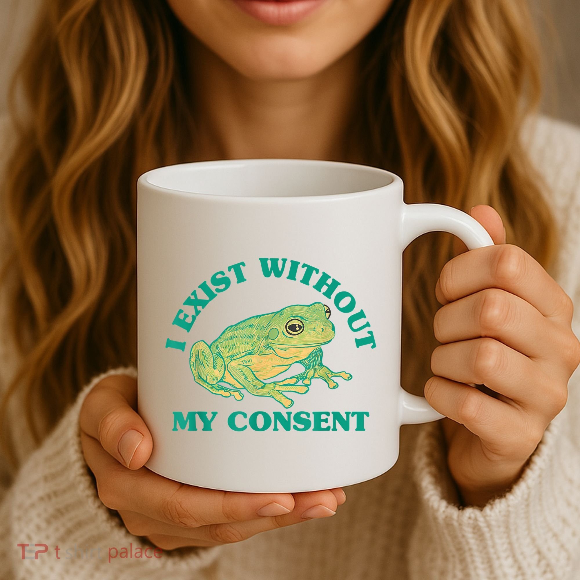 I Exist Without My Consent Frog Funny Meme Coffee Mug