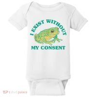 I Exist Without My Consent Frog Funny Meme Baby Bodysuit thumb 0