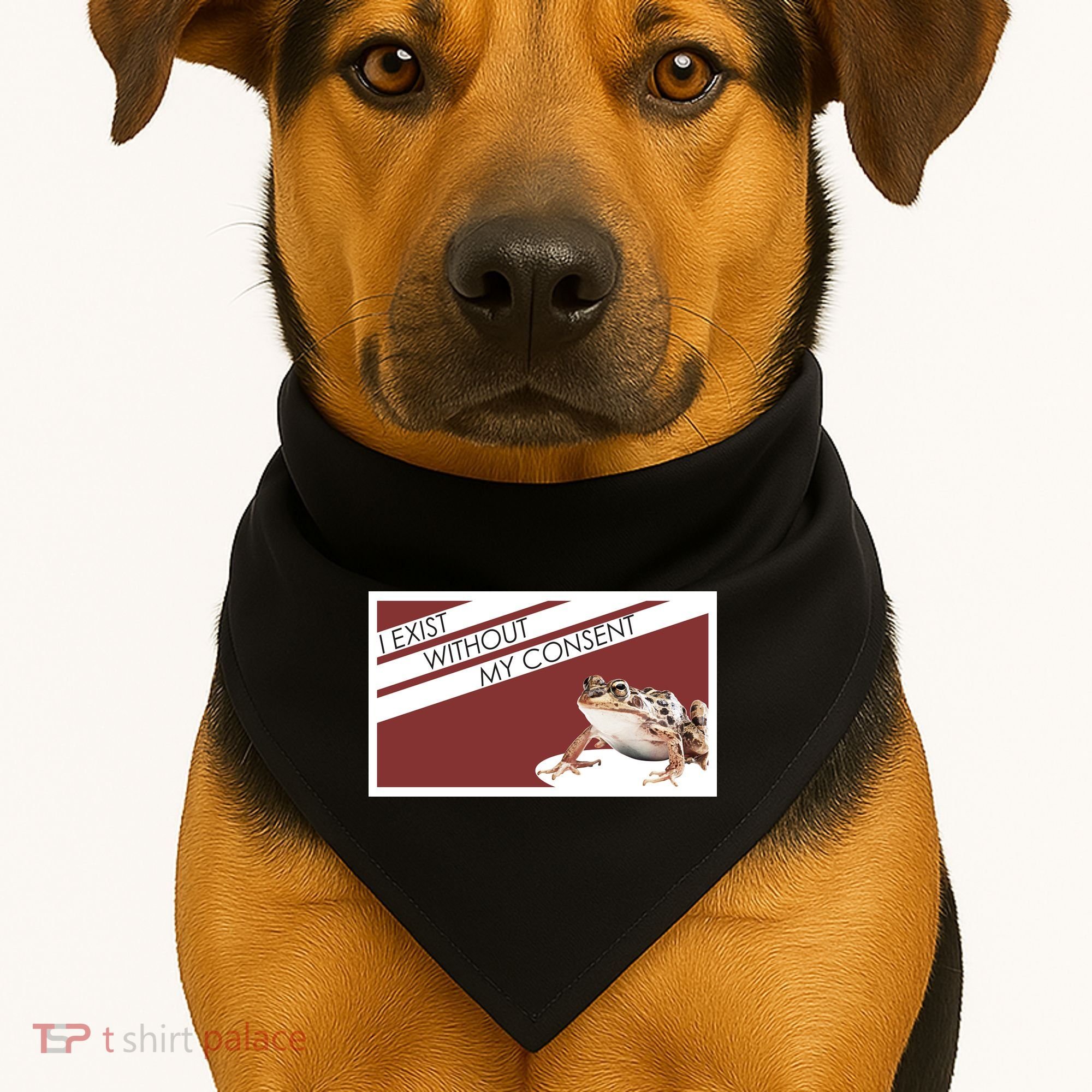 I Exist Without My Consent Funny Meme Frog USA-Made Doggie Bandana