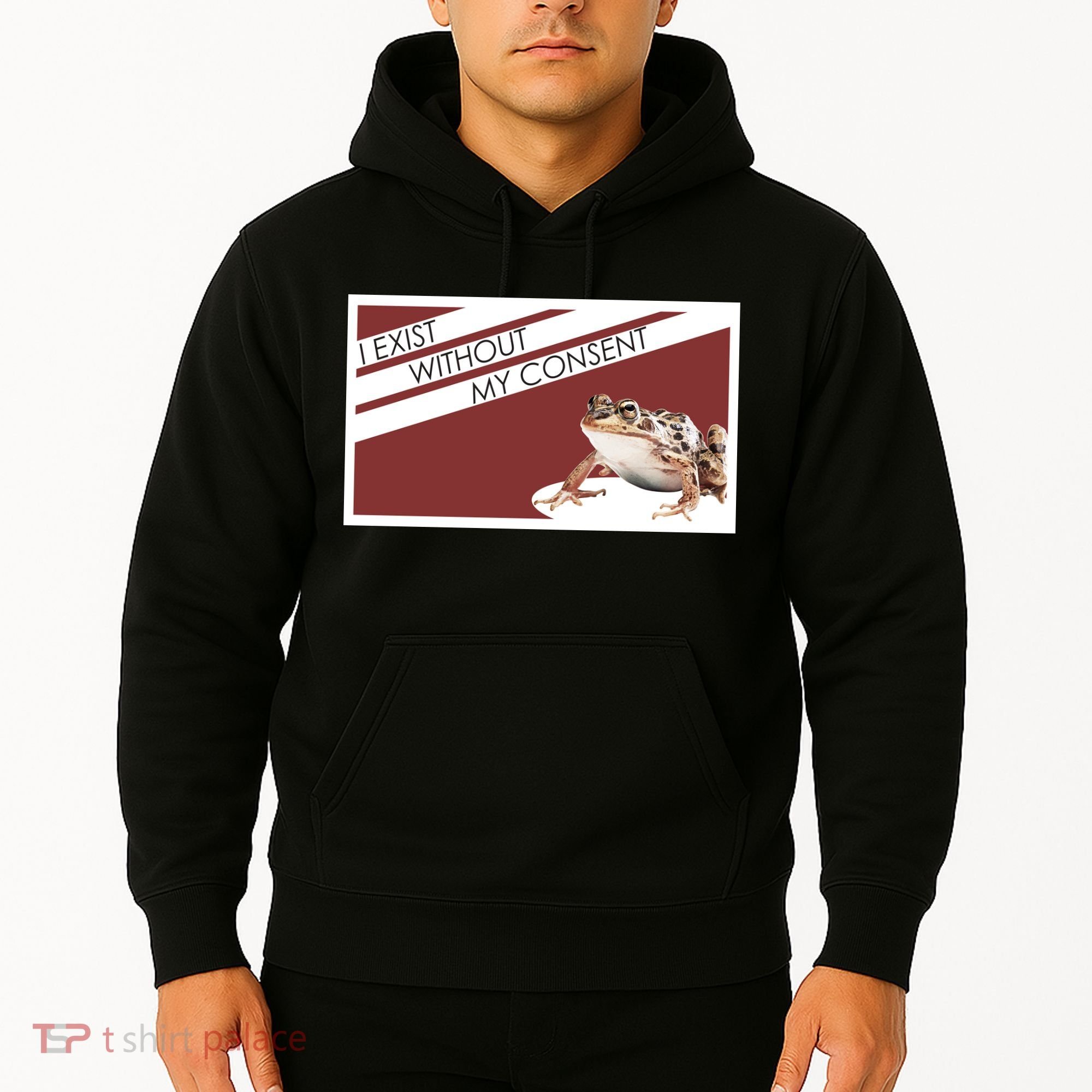 I Exist Without My Consent Funny Meme Frog Hoodie