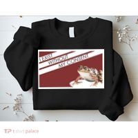 I Exist Without My Consent Funny Meme Frog Sweatshirt thumb 2