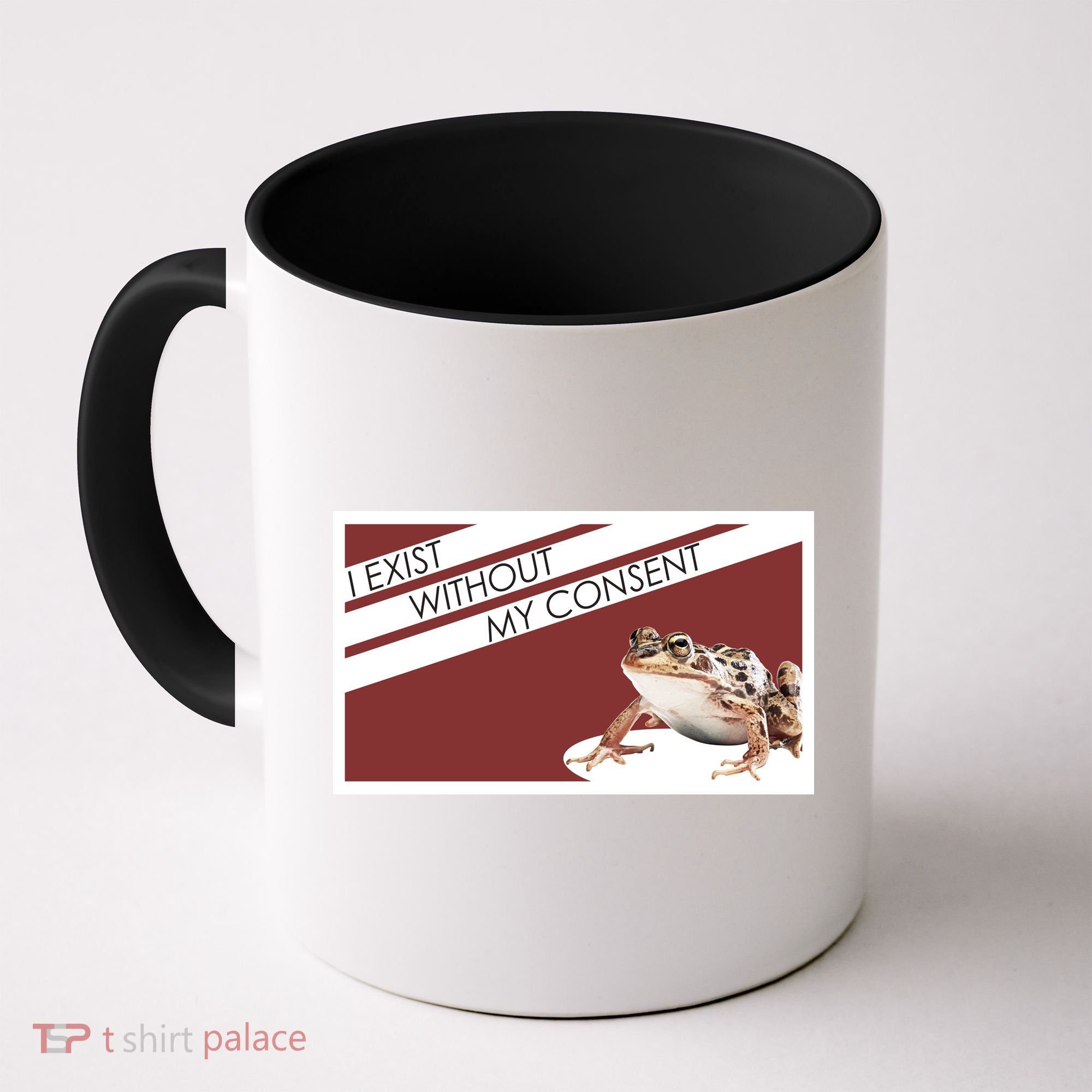 I Exist Without My Consent Funny Meme Frog Coffee Mug