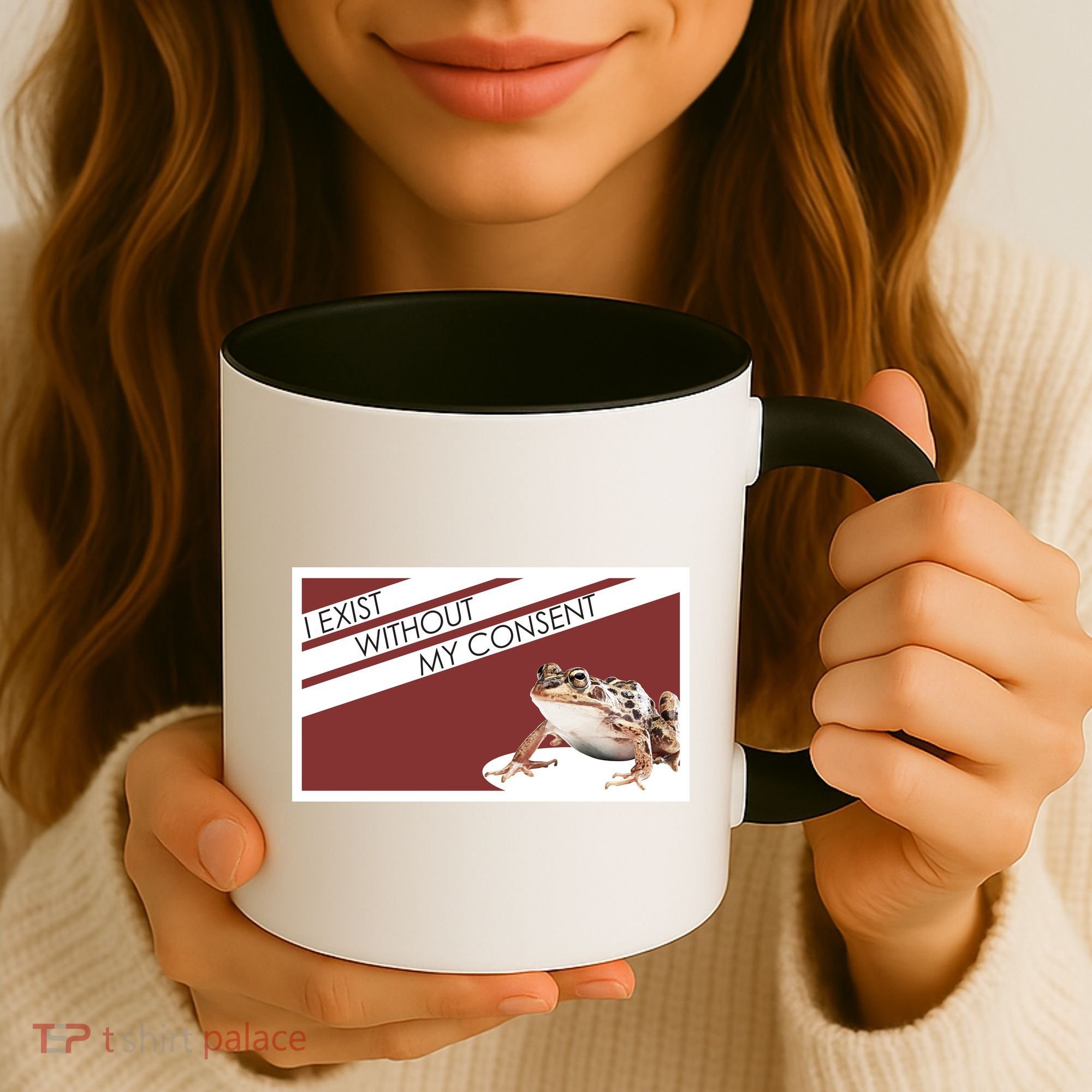 I Exist Without My Consent Funny Meme Frog Coffee Mug
