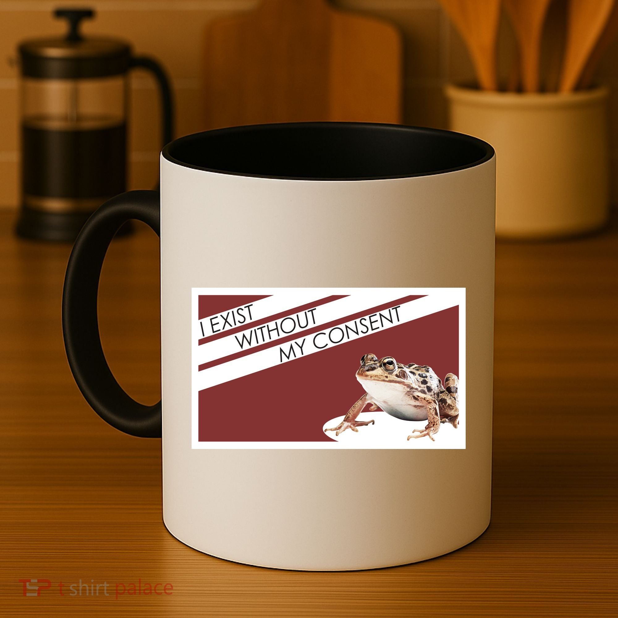 I Exist Without My Consent Funny Meme Frog Coffee Mug