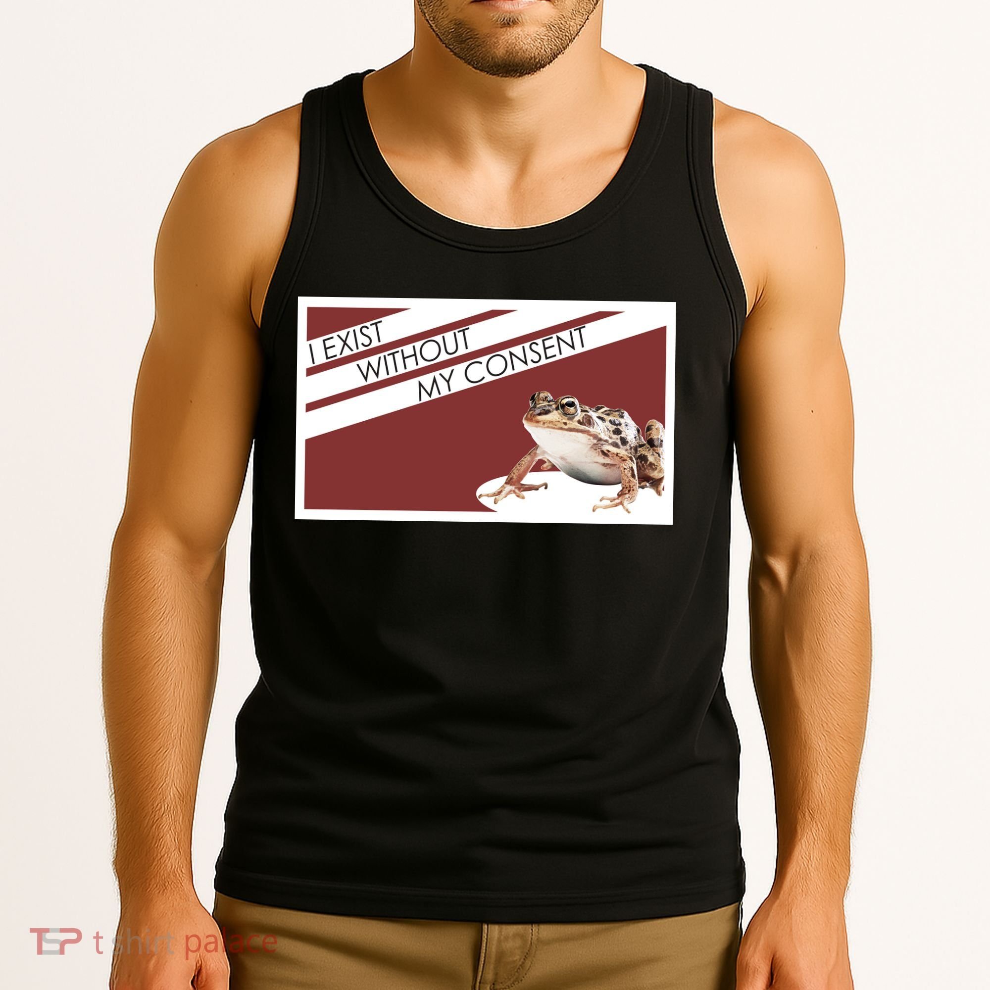 I Exist Without My Consent Funny Meme Frog Tank Top