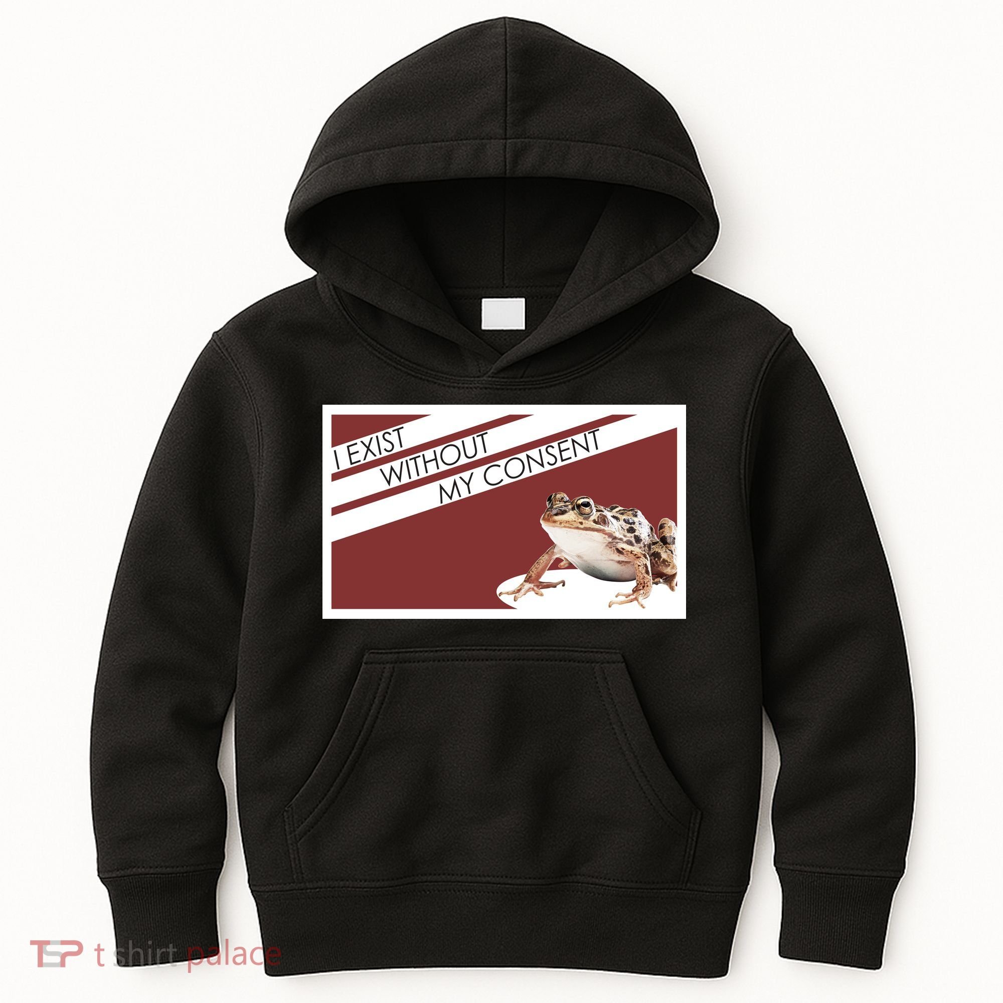 I Exist Without My Consent Funny Meme Frog Kids Hoodie