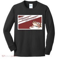 I Exist Without My Consent Funny Meme Frog Kids Long Sleeve Shirt thumb 0