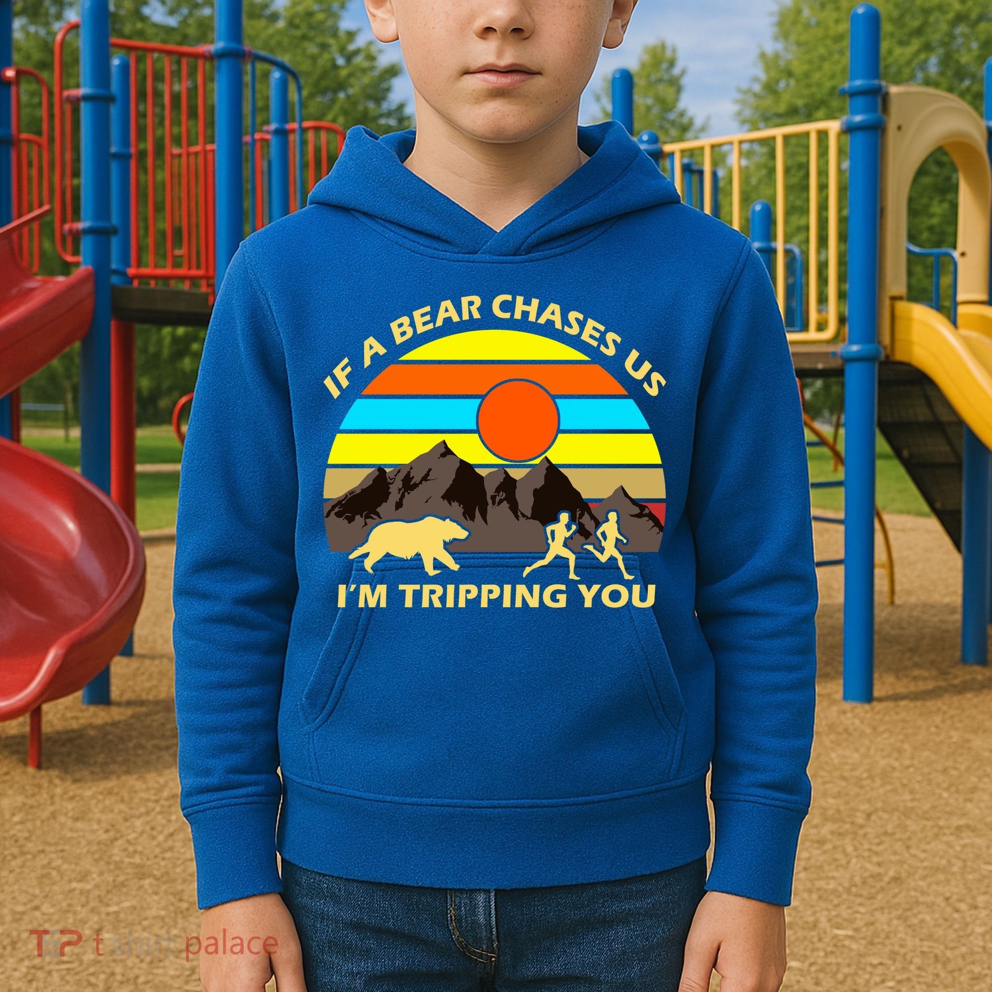 If A Bear Chases Us I'm Tripping You Kids Hoodie