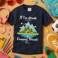 If I'm Drunk It's My Camping Friends Fault Kids T-Shirt thumb 3