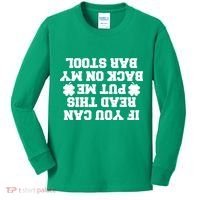 If You Can Read This Put Me Back On My Bar Stool St Patrick's Day Kids Long Sleeve Shirt thumb 0