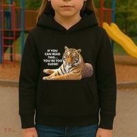 If You Can Read This You're Too Close Funny Tiger Kids Hoodie thumb 3