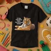 If You Can Read This You're Too Close Funny Tiger Kids T-Shirt thumb 3