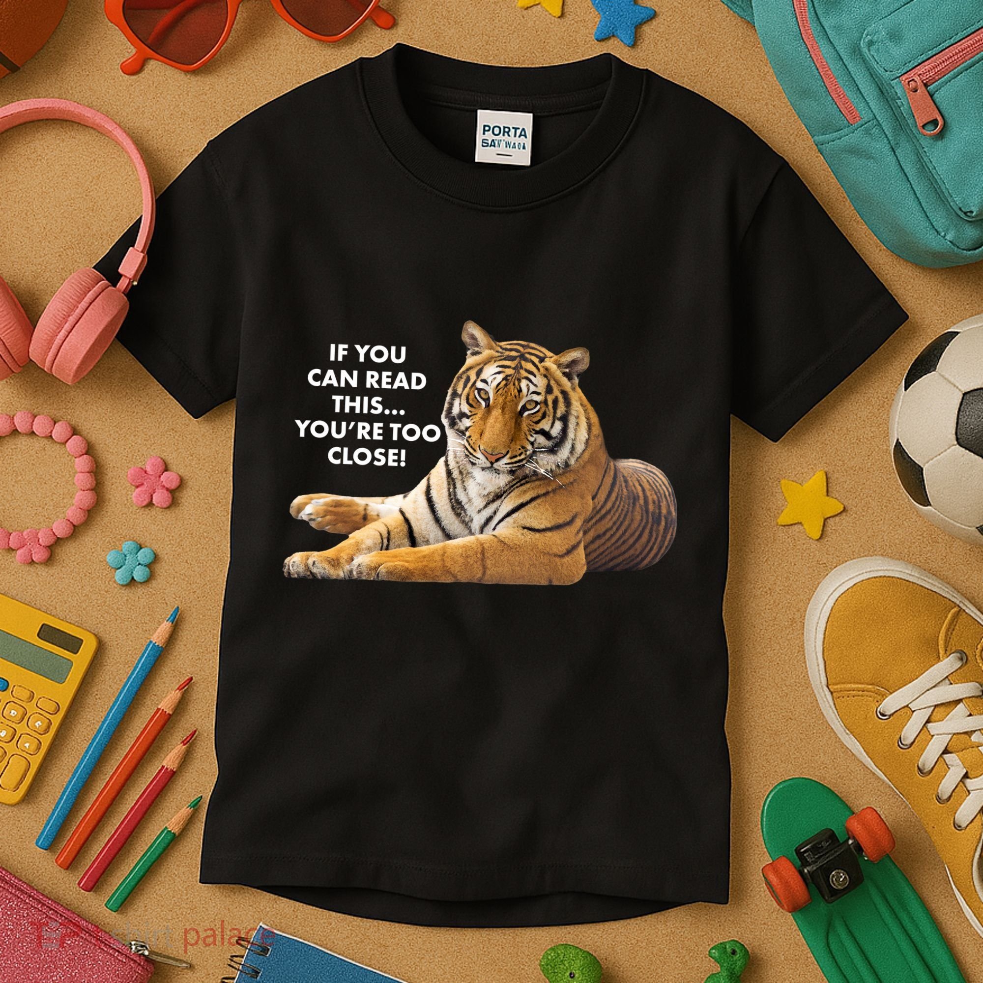 If You Can Read This You're Too Close Funny Tiger Kids T-Shirt