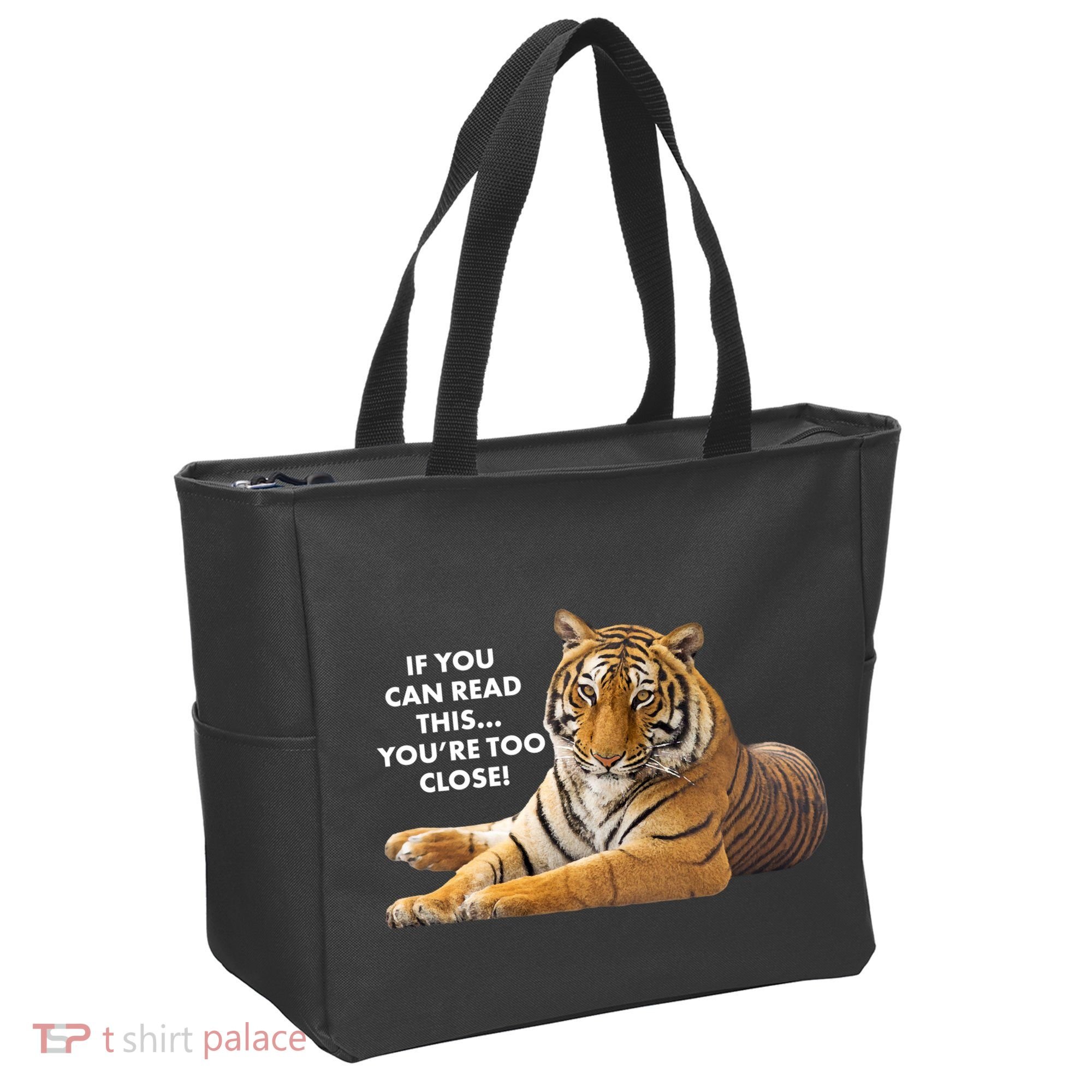If You Can Read This You're Too Close Funny Tiger Tote Bag