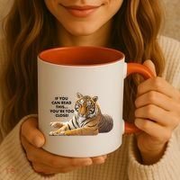 If You Can Read This You're Too Close Funny Tiger Coffee Mug thumb 3